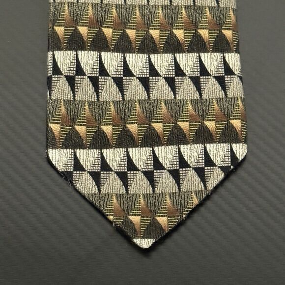 Mosaic Men's Silk Tie Geometric Patterns Handmade 100% Silk - 4" x 61" - Picture 2 of 7